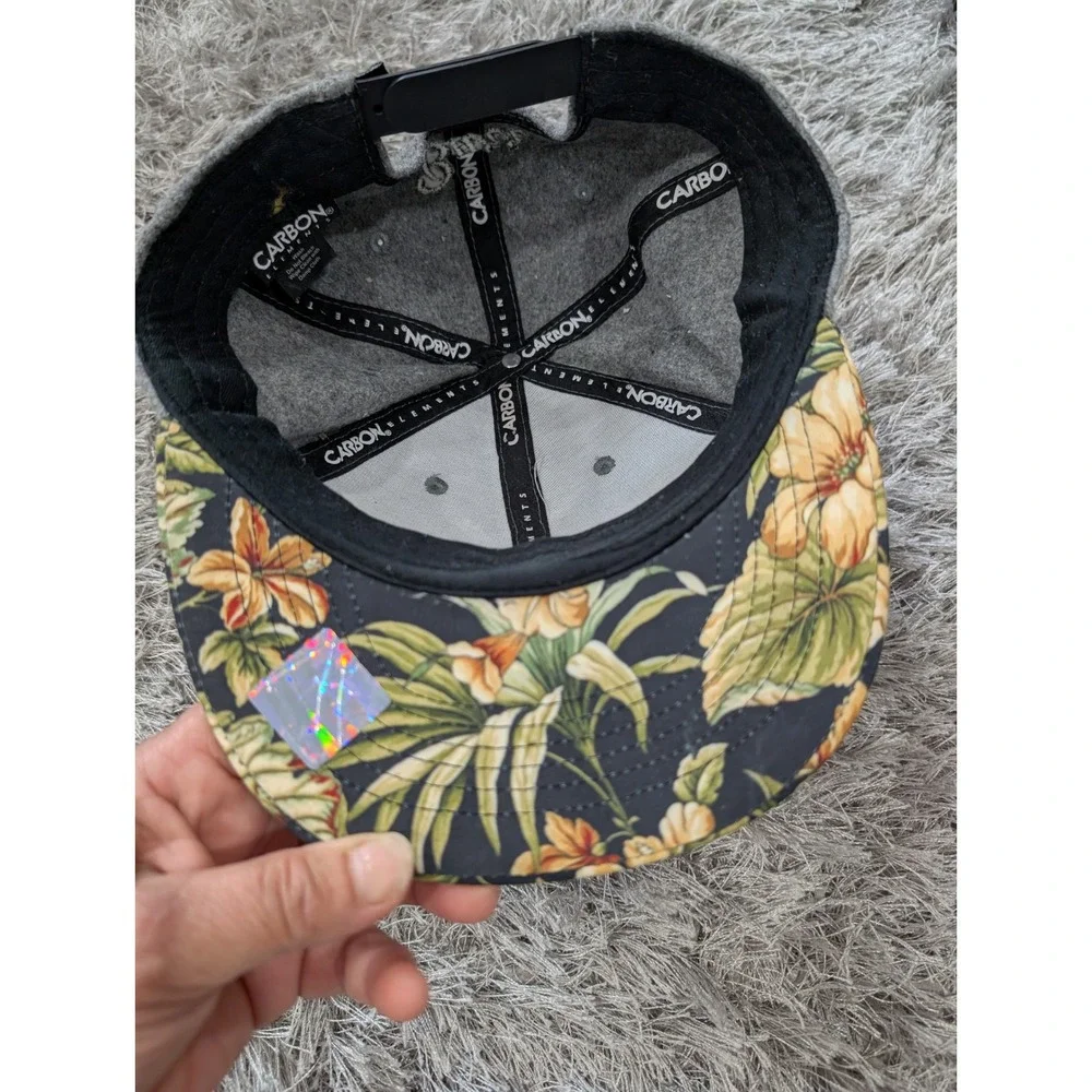 Carbon Elements Burr Pine Tree Wool‎ Blend Snapback Hat Gray Floral Brim